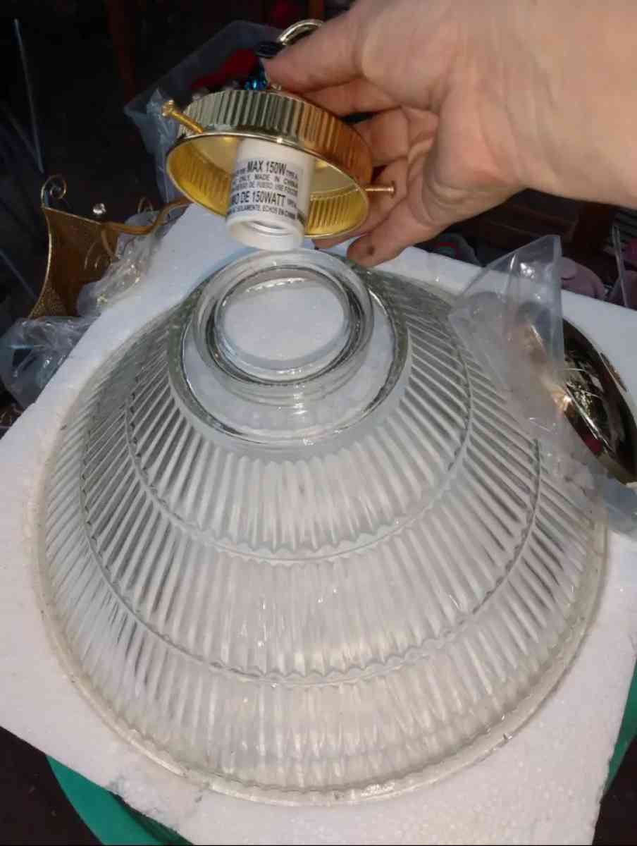 glass ribbed done chandelier