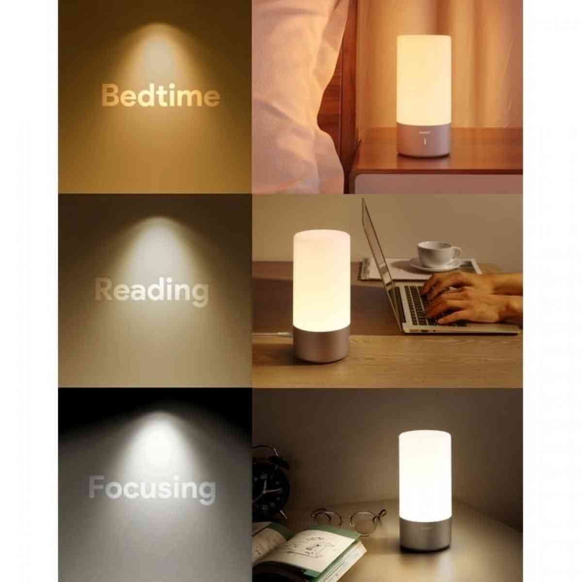 Table Lamp Touch Sensor Bedside Lamp with Color Changing RGB