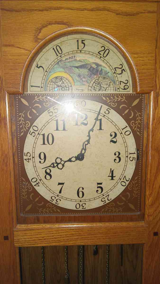 Ridgeway Grandfather Clock Oak Wood Furniture Collectible