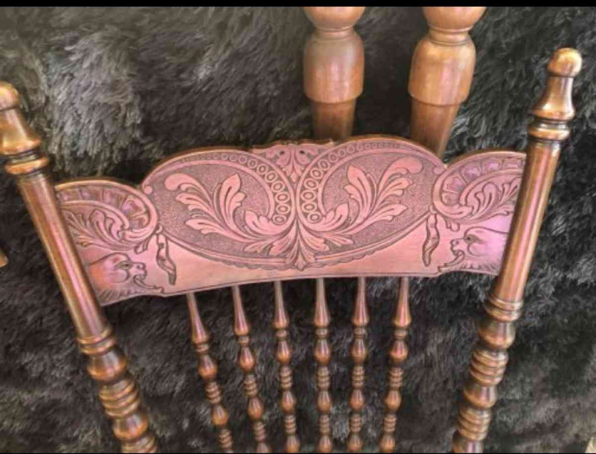 vintage Amish press back high chairs with cane seats 2