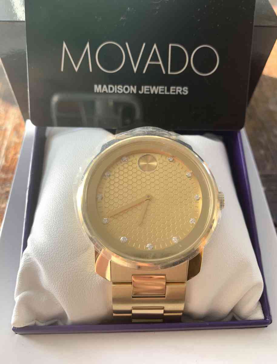 NEW RARE Gold Movado Honeycomb Diamond Watch