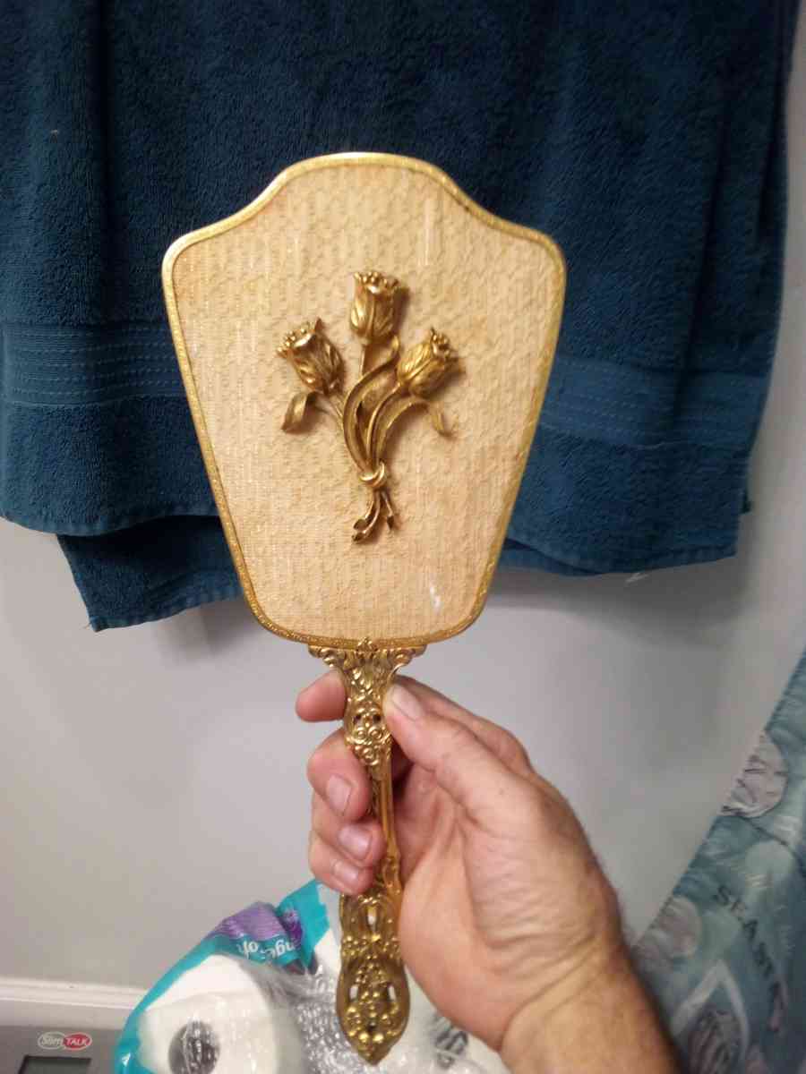 vintage hand held antique mirror