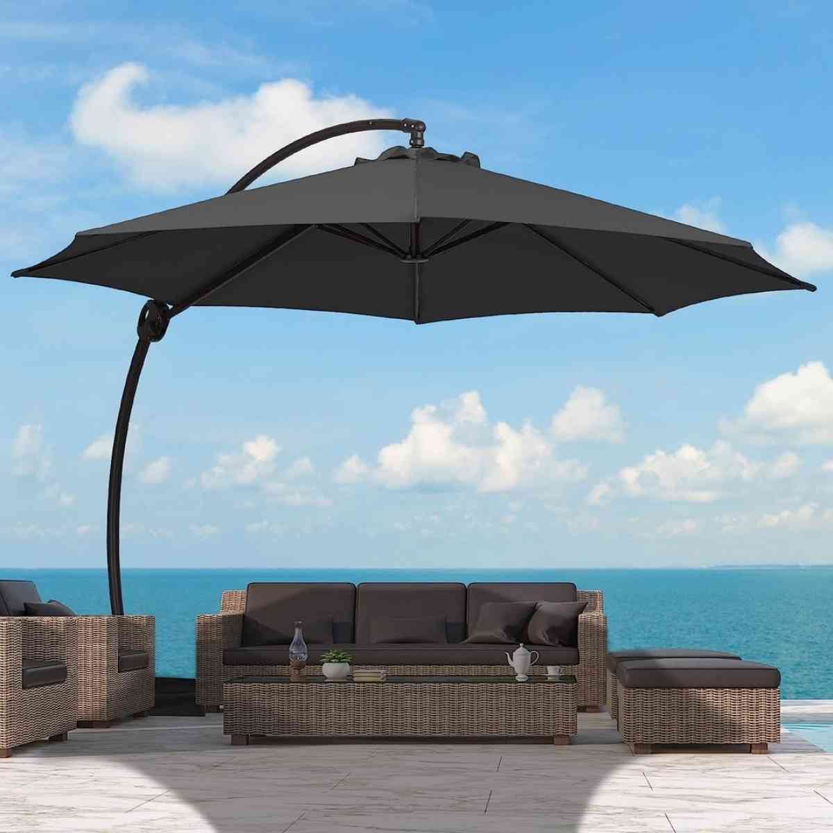10FT Curvy Cantilever Patio Umbrella Large Outdoor Umbrellas