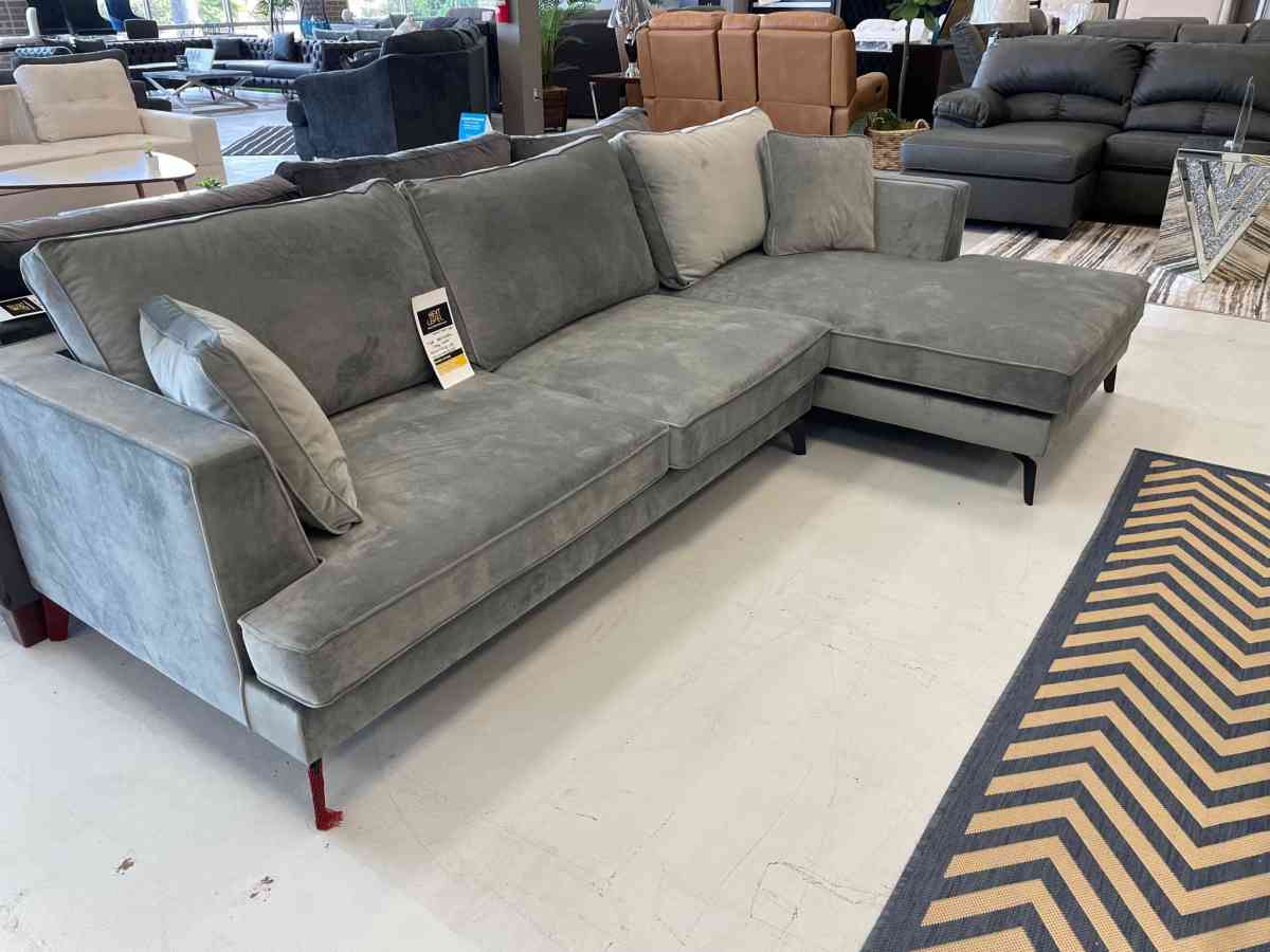 SPECIAL PRICE ON THIS MONTHTIKA GRAY VELVET SECTIONAL BRAND