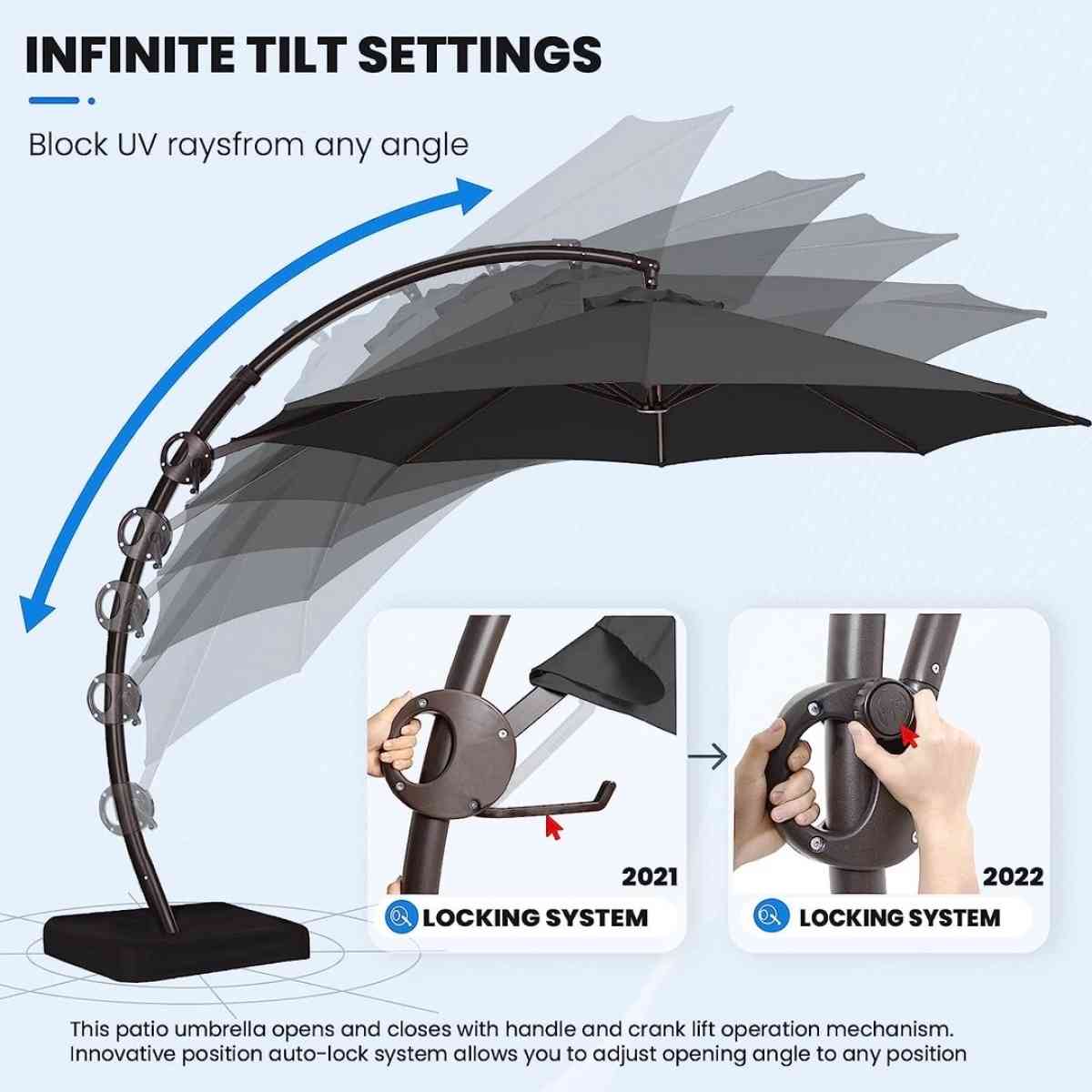 10FT Curvy Cantilever Patio Umbrella Large Outdoor Umbrellas