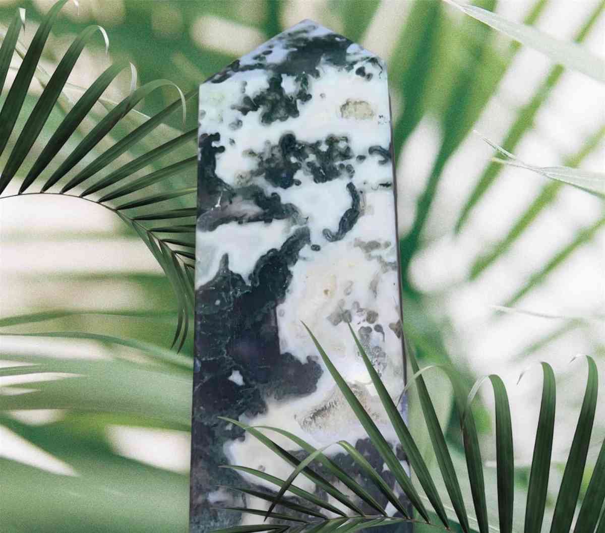 Druzy Moss Agate Crystal Tower