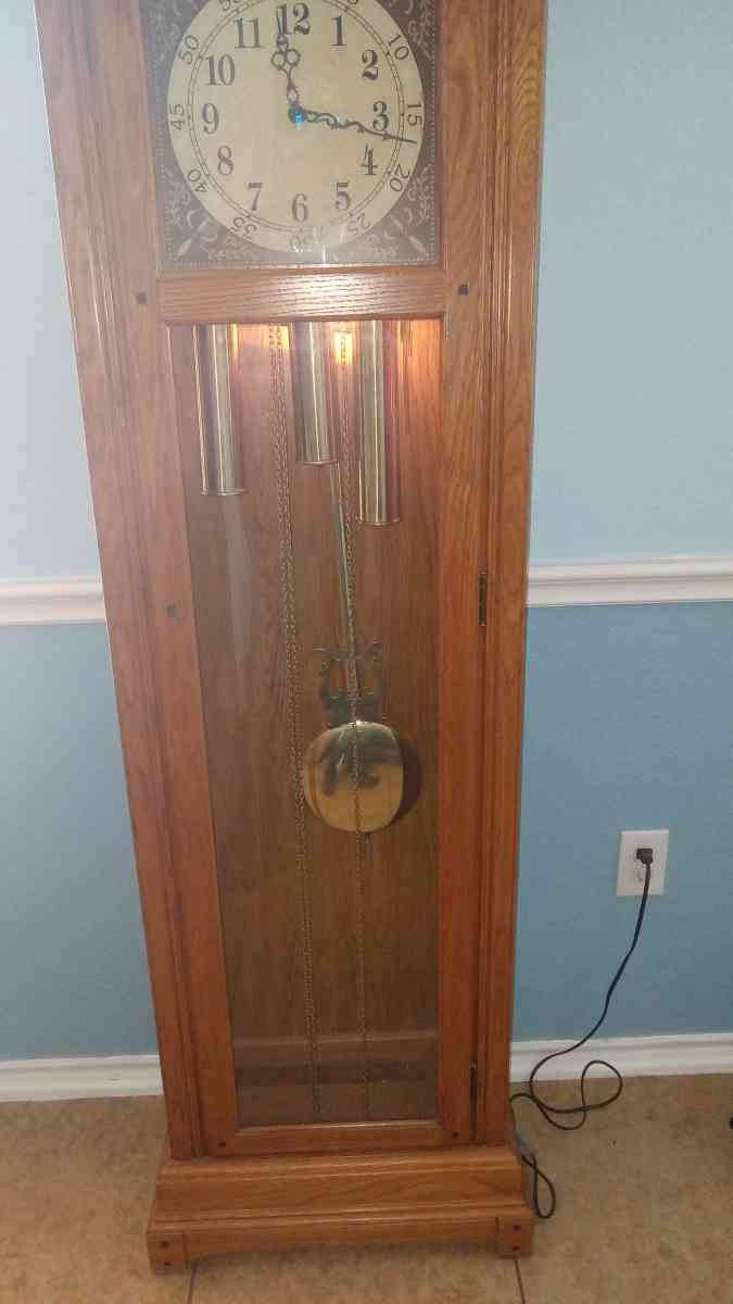 Ridgeway Grandfather Clock Oak Wood Furniture Collectible