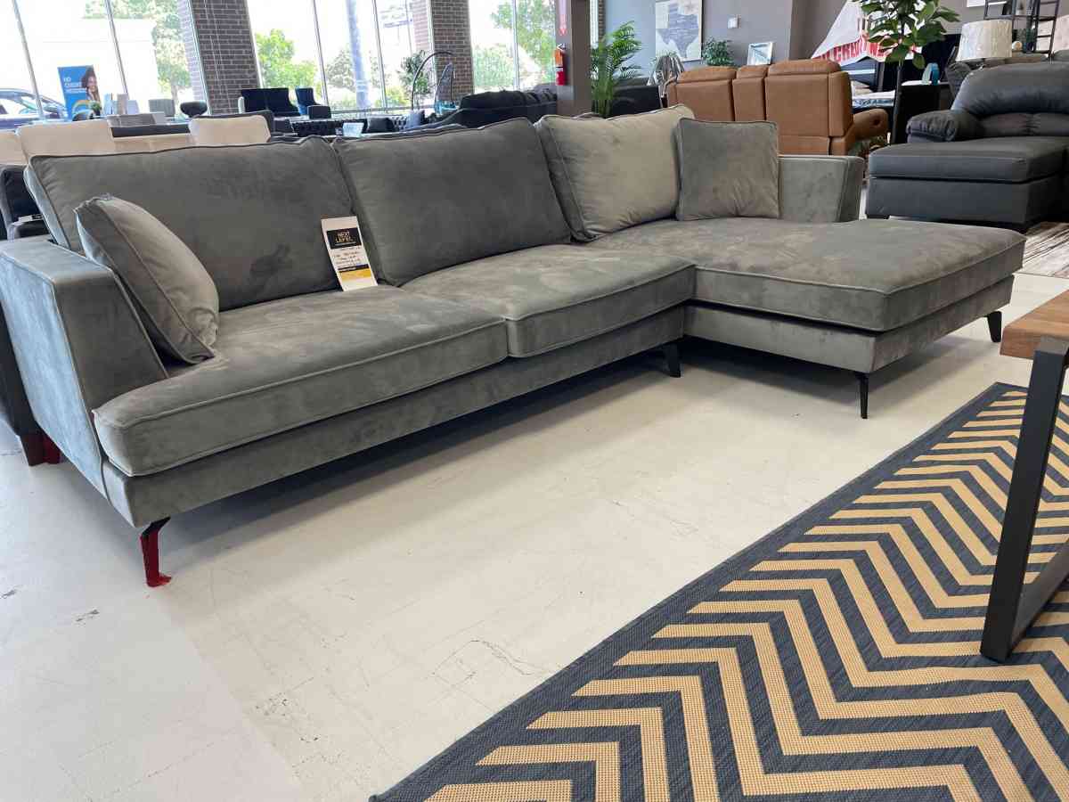 SPECIAL PRICE ON THIS MONTHTIKA GRAY VELVET SECTIONAL BRAND