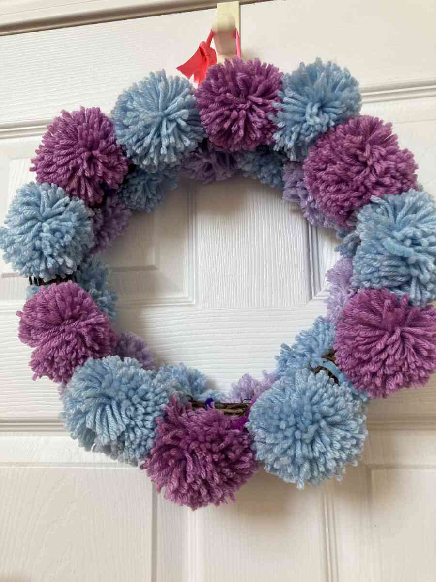 Homemade Pom Pom Wreath Cash Only Pick up in Lagrange