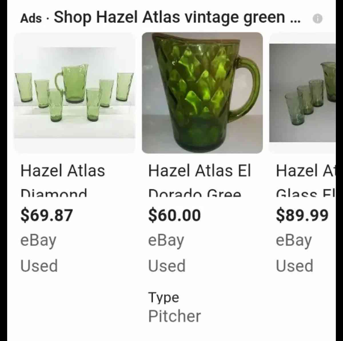 vintage hazel Atlas Green pitcher