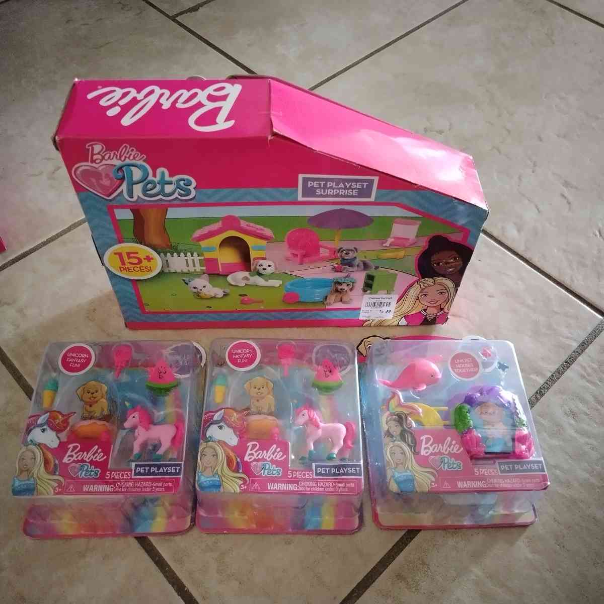 brand new Barbie pet playset bundle