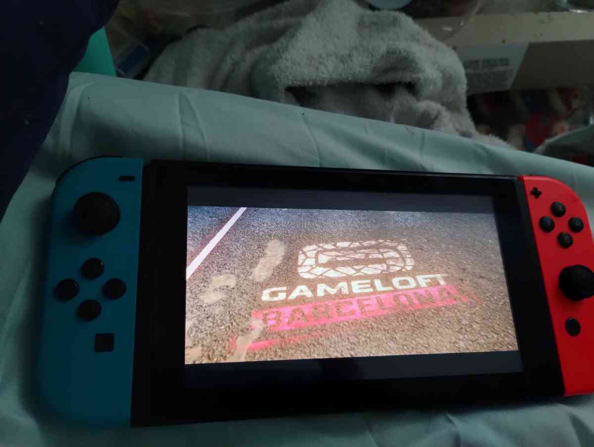 Nintendo switch neon red and blue and accessories