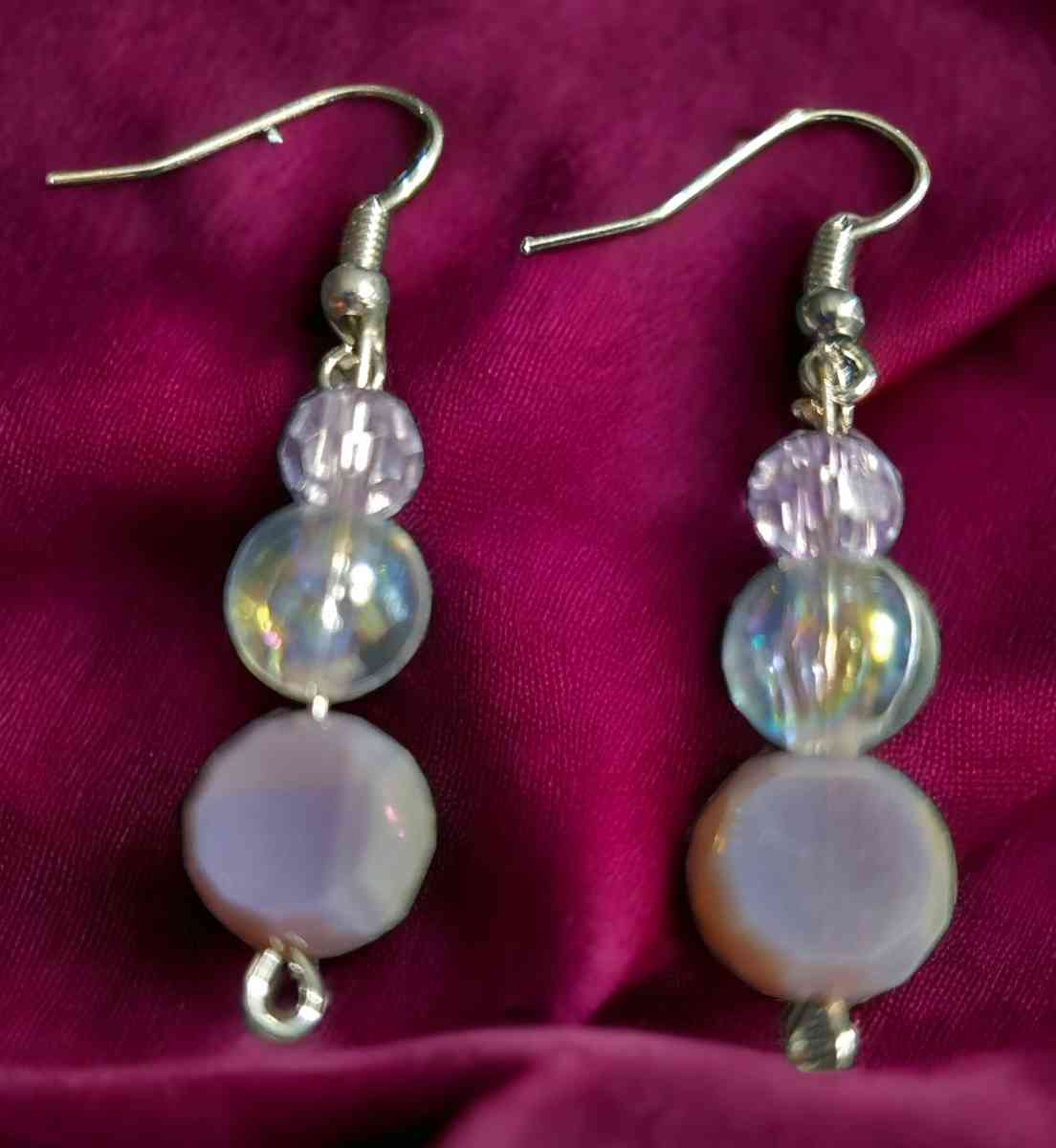 Glass Bead Necklace Bracelet and Earring Set