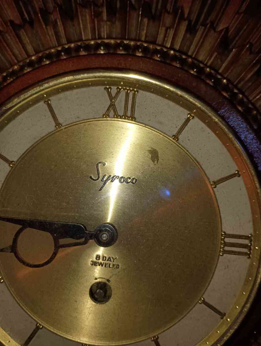 1955 syroco sunburst 8 day cycle clock