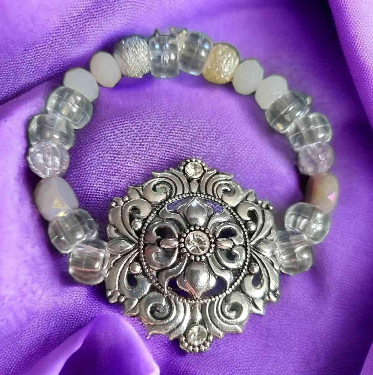 Glass Bead Necklace Bracelet and Earring Set