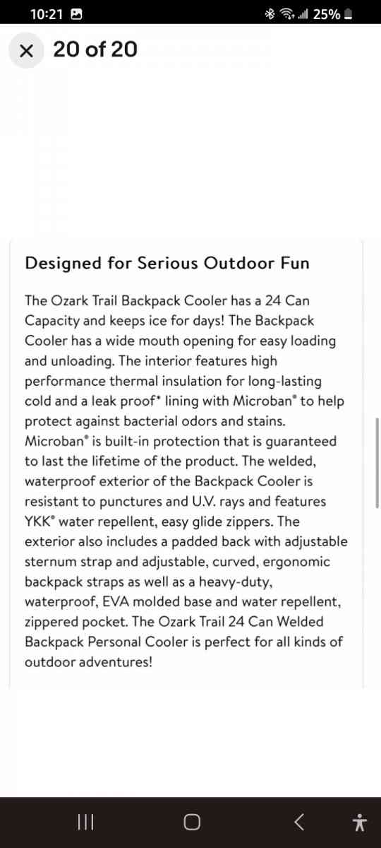 Ozark Trail backpack Cooler