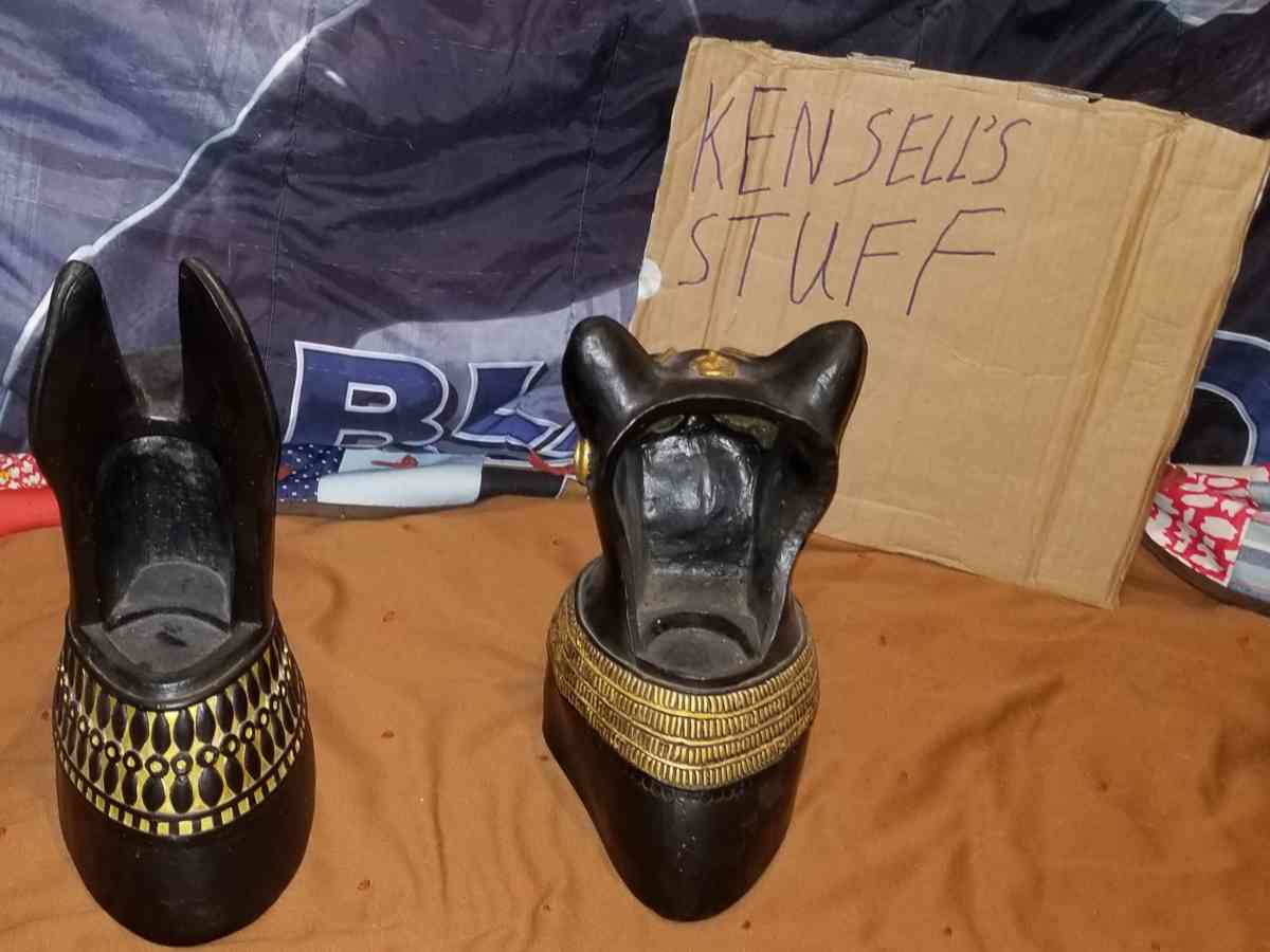 Rare Anubis And Bastet Life Size Vintage  Statues