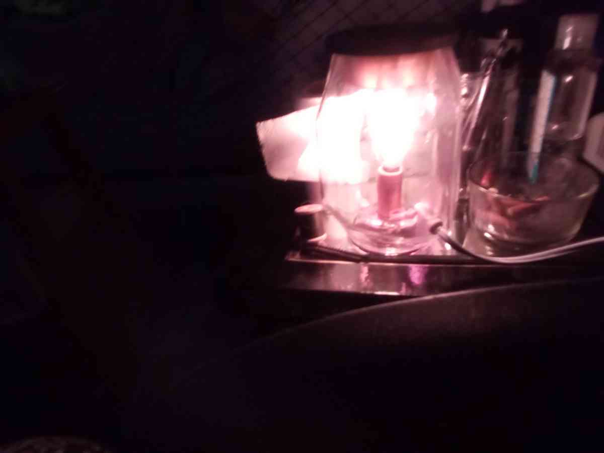 Clear light up candle burned