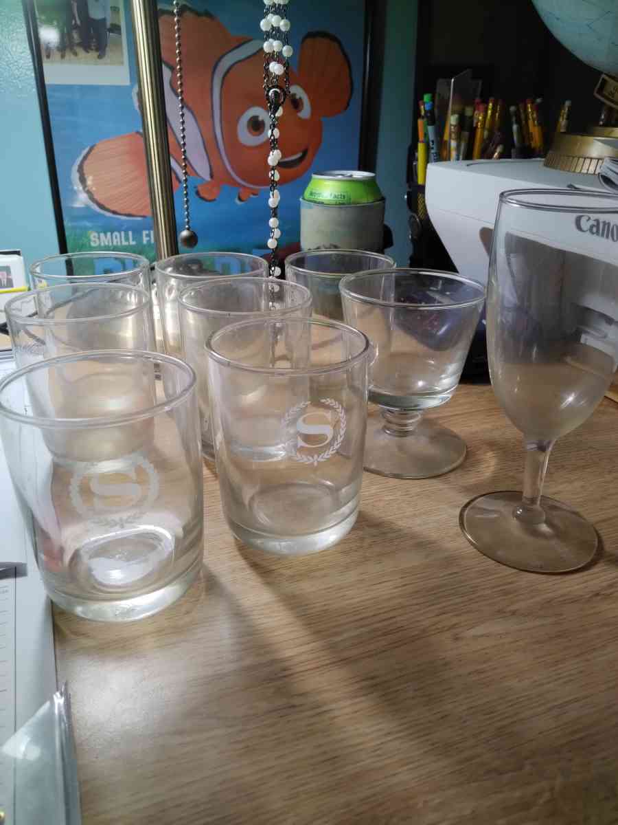 cocktail glasses of nine
