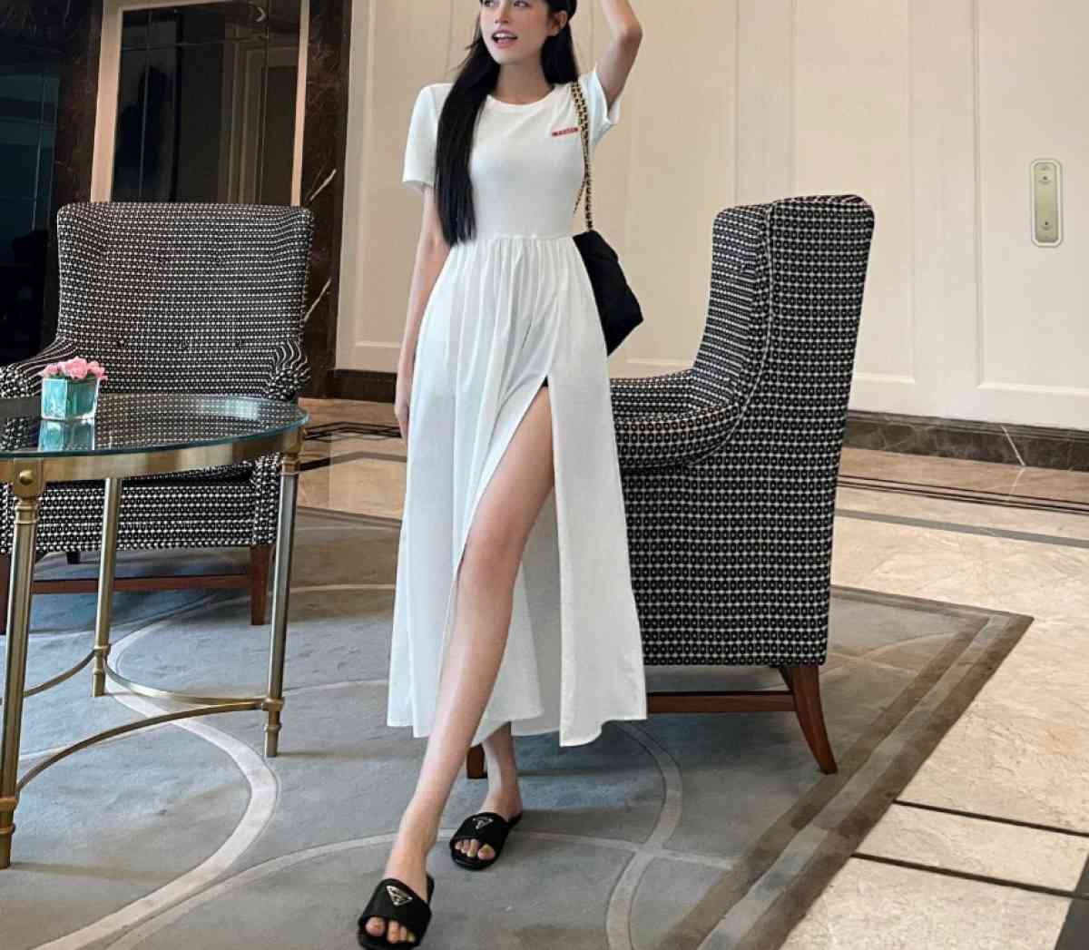white Prada dress