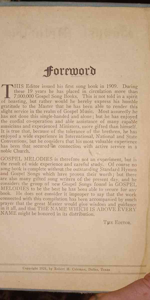 1928 GOSPEL MELODIES song book