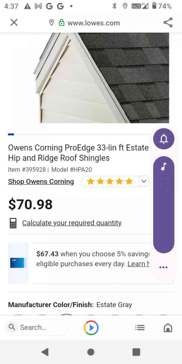 Owens Corning proedge shingles