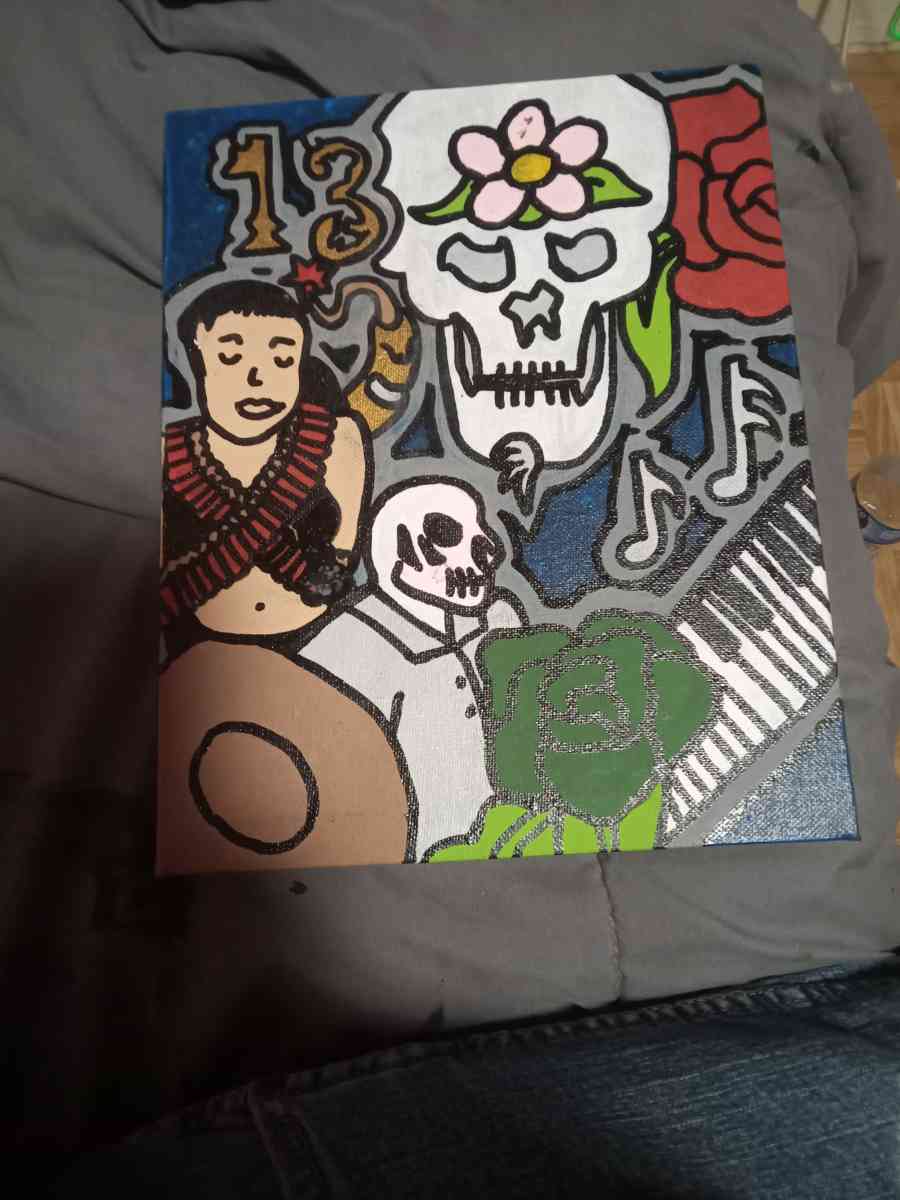 paintings Shemron and a skull painted