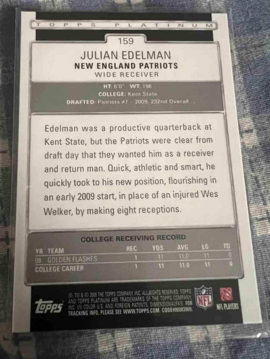 2009 Topps Platinum  159 Julian Edelman RC