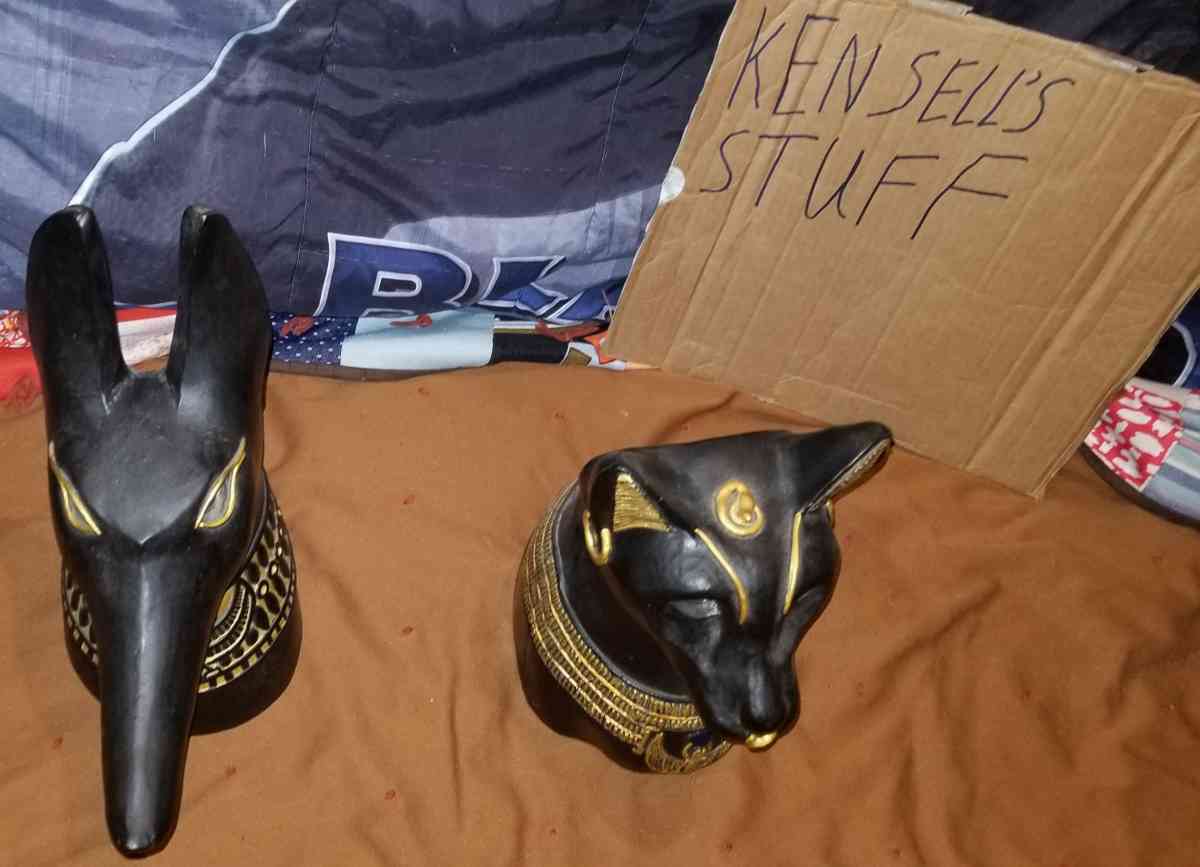 Rare Anubis And Bastet Life Size Vintage  Statues