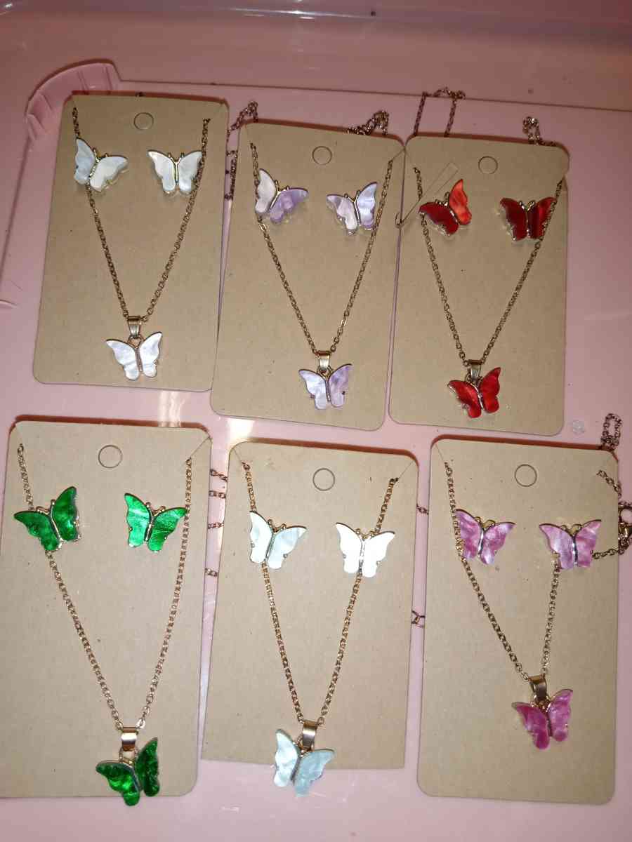 bulk earrings and neckless sets butterflys