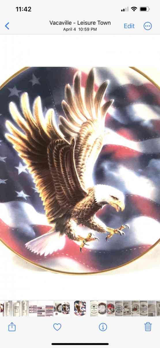 new American eagle collectors plate with wall mount