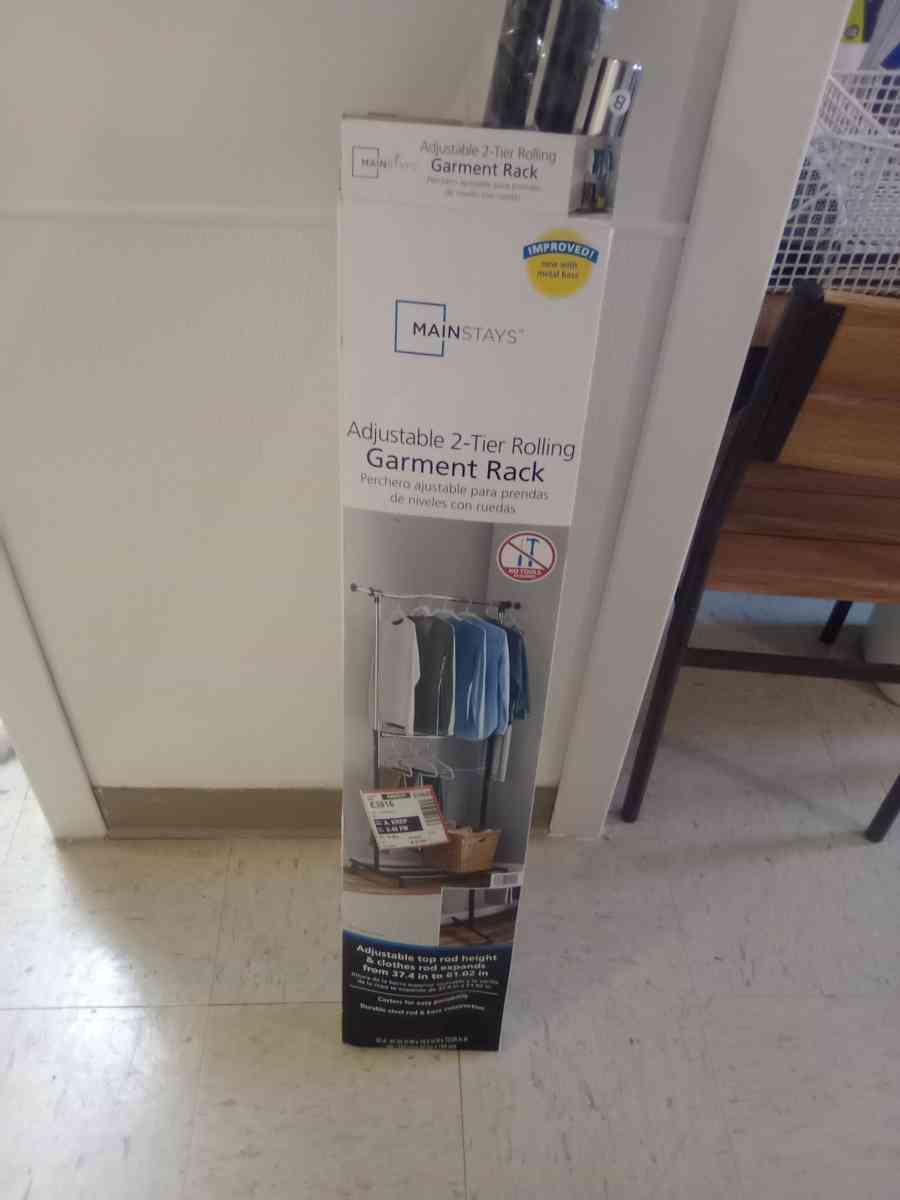 adjustable 2 tier rolling garment rack