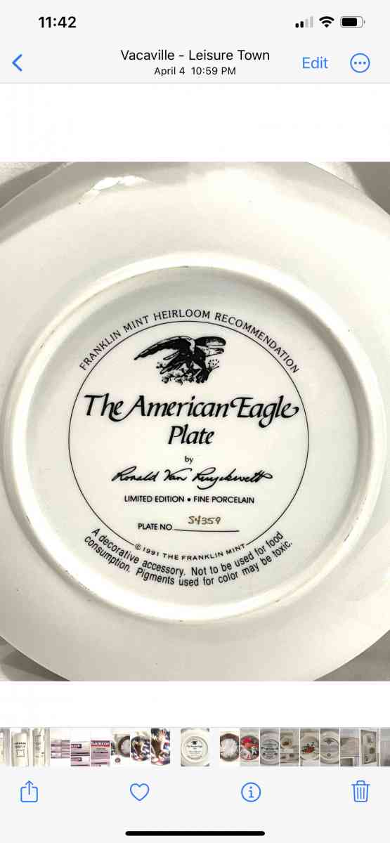 new American eagle collectors plate with wall mount