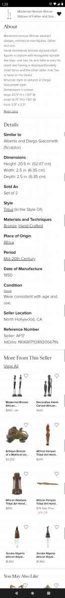 African bronze tall collection of 2 men made in India