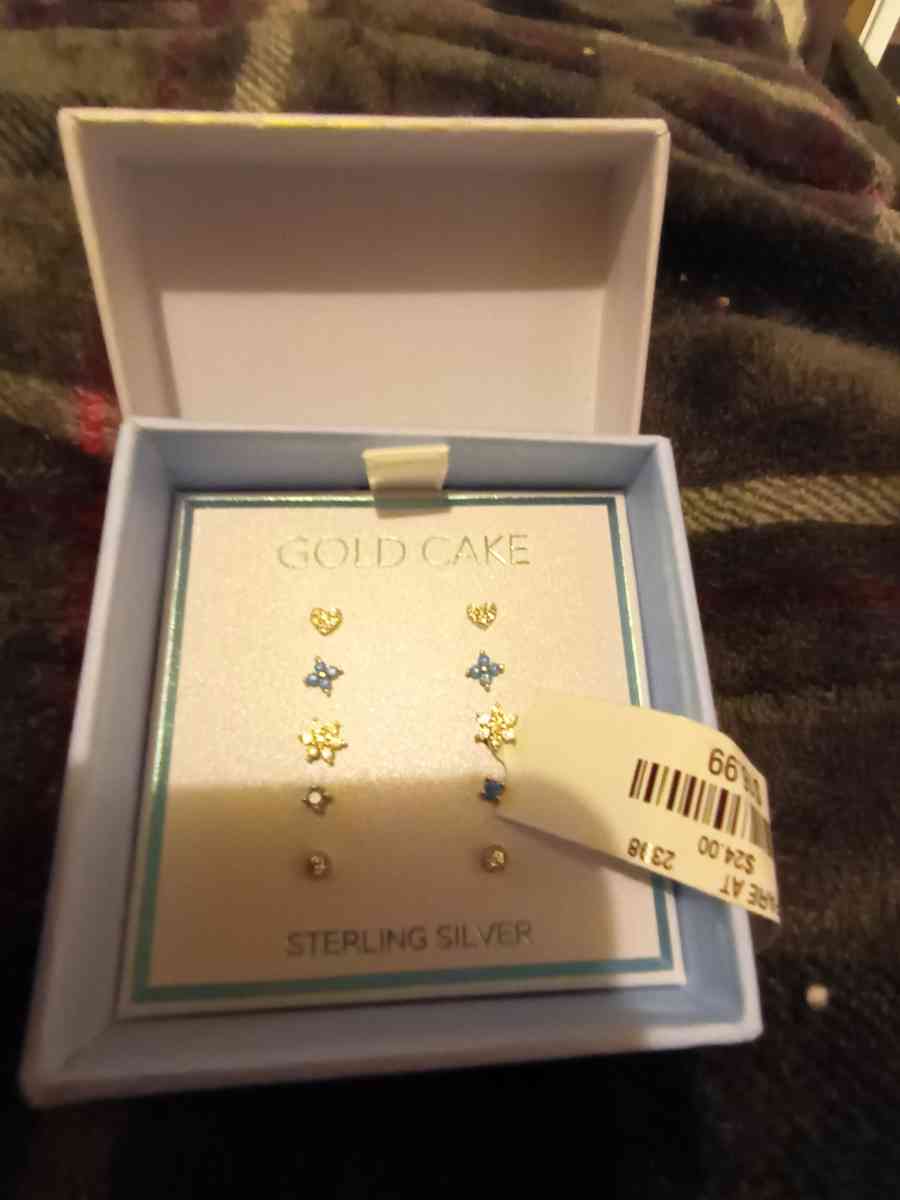 turn silver earrings baby blue