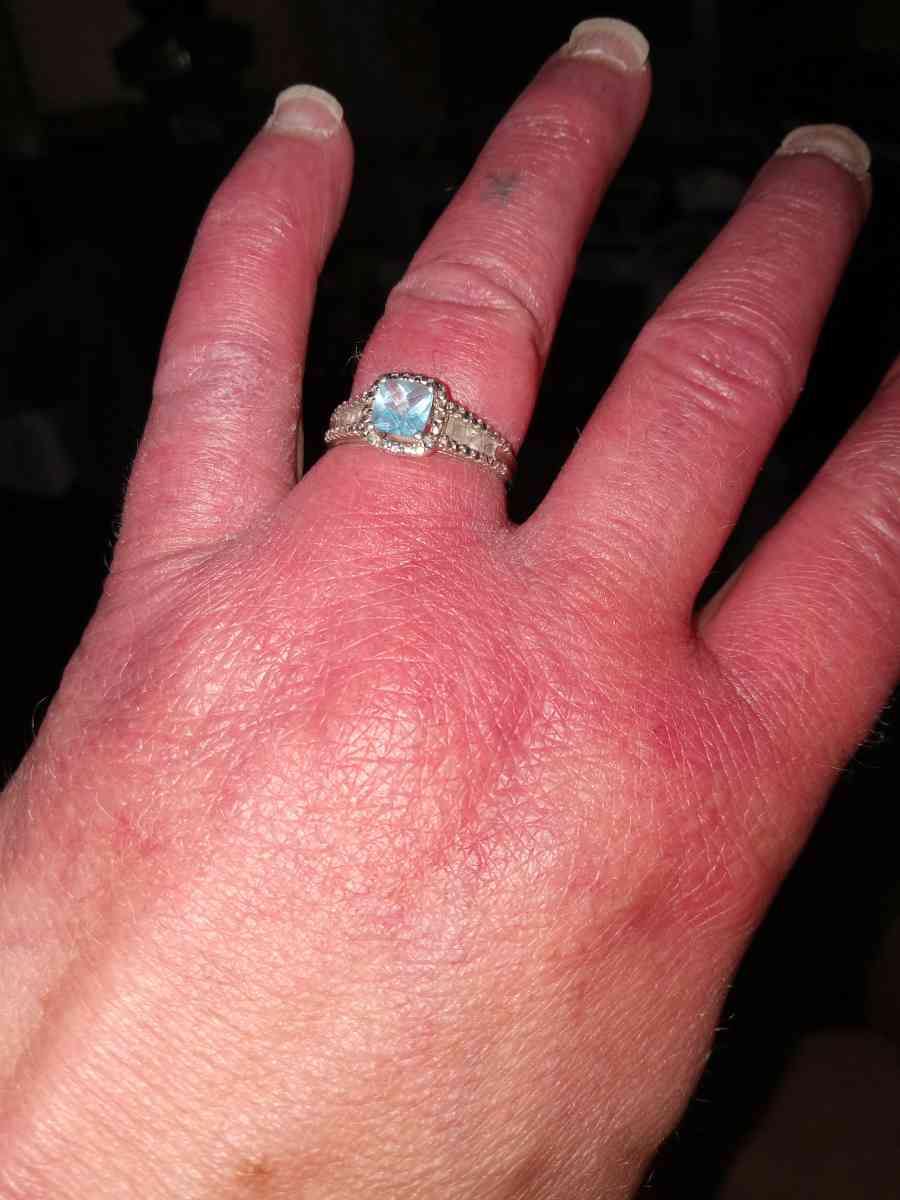 sterling silver Light blue stone ring