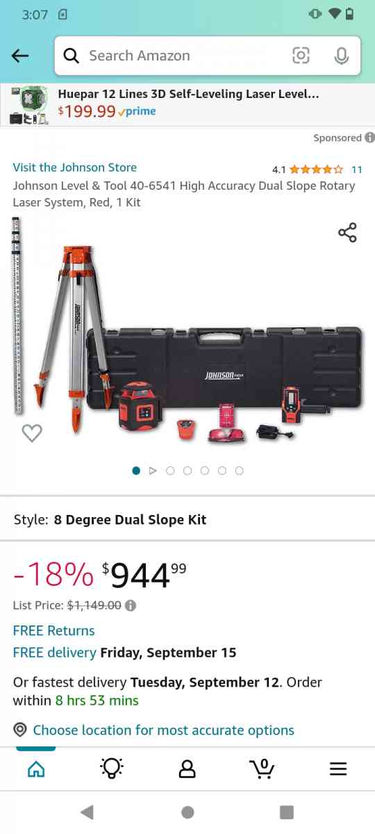 Johnson rotary laser level