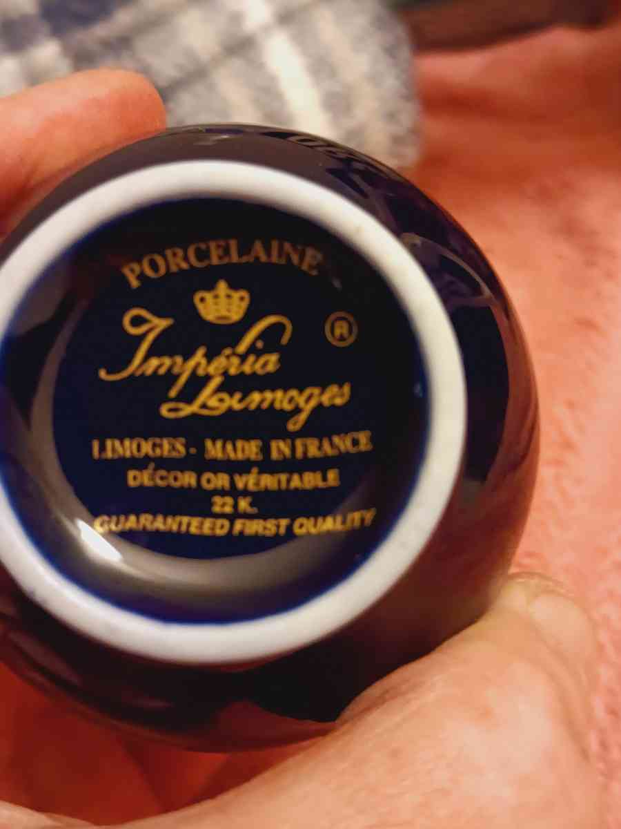 porcelain imperial limoges 22k gold and blue vase