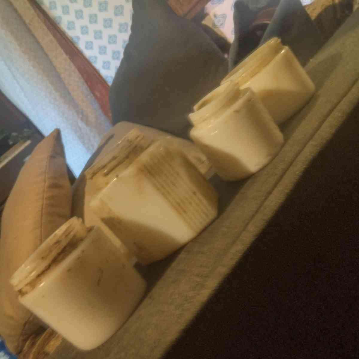 milk glass cosmetic jars