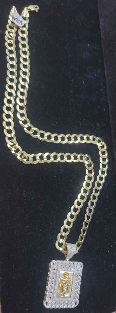 14K Gold Chain Miami Cudan W Stones 282 Grams 18