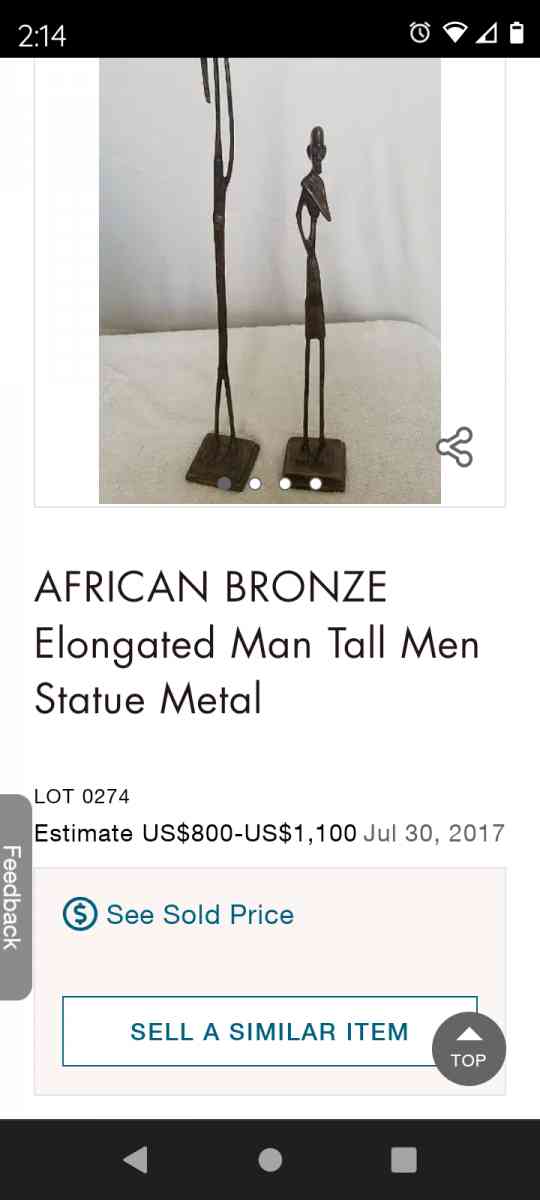 African bronze tall collection of 2 men made in India