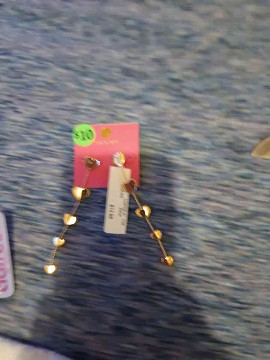 sterling silver long heart chain earrings