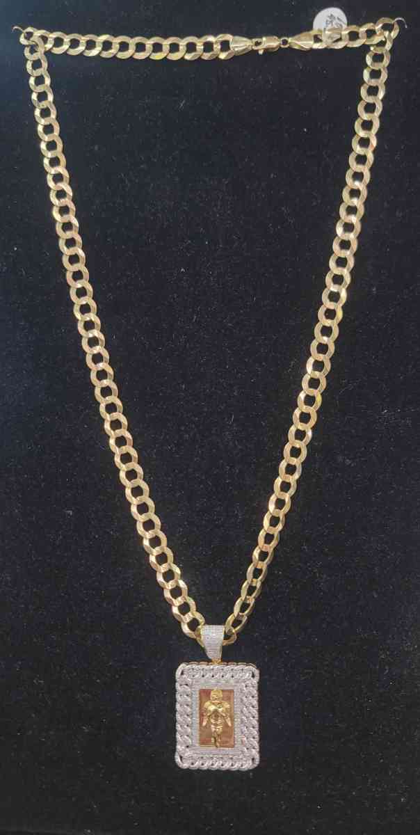 14K Gold Chain Miami Cudan W Stones 282 Grams 18