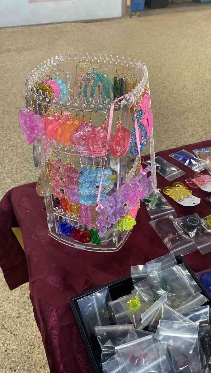 earrings and keychains