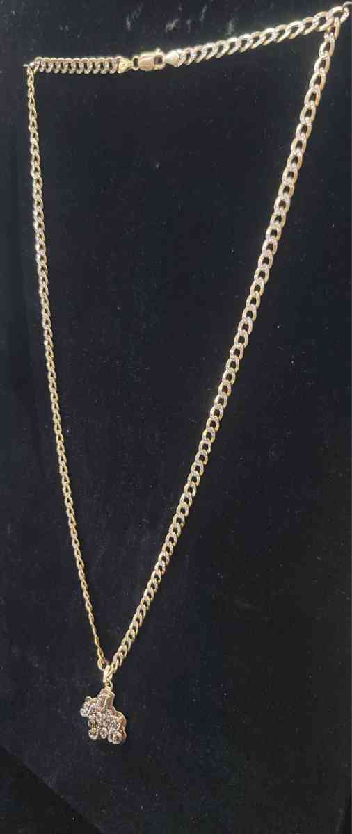 14K Gold Chain Hollow Cuban W Love Charm 114 Grams 22