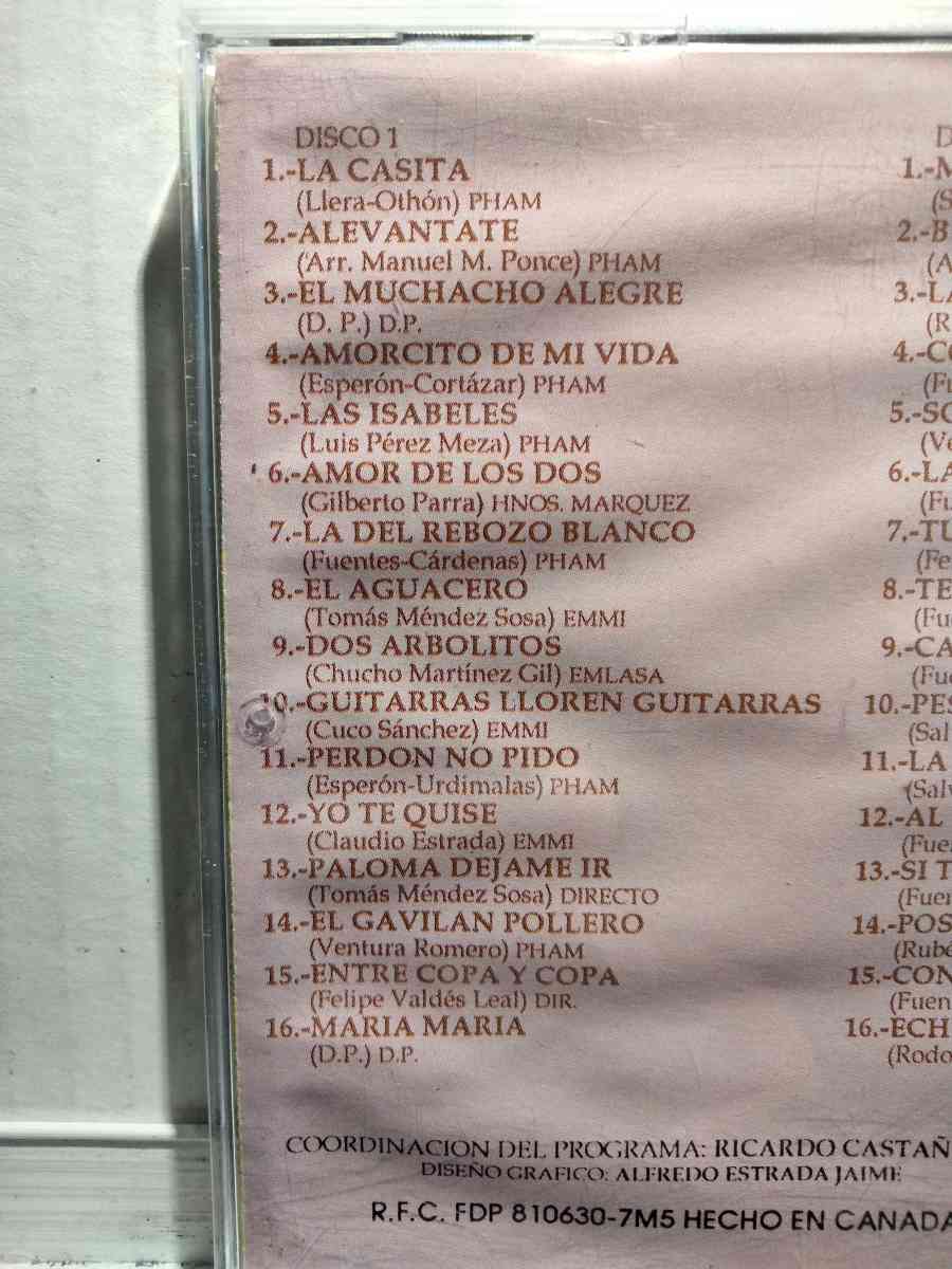 PEDRO INFANTE CANCIONES RANCHERAS 2 CDS USADOS EN EXC COND