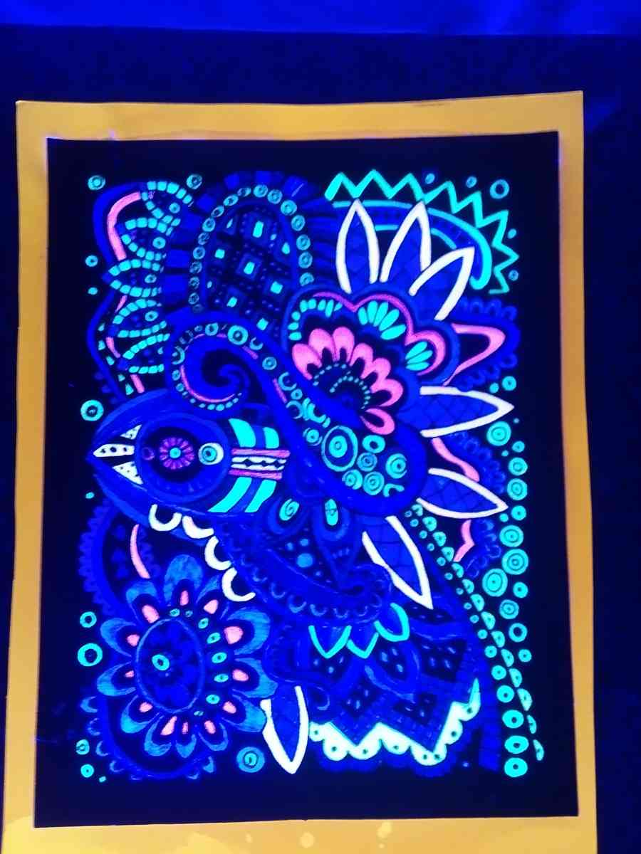 Hand made velvet posters that also glow in blacklight