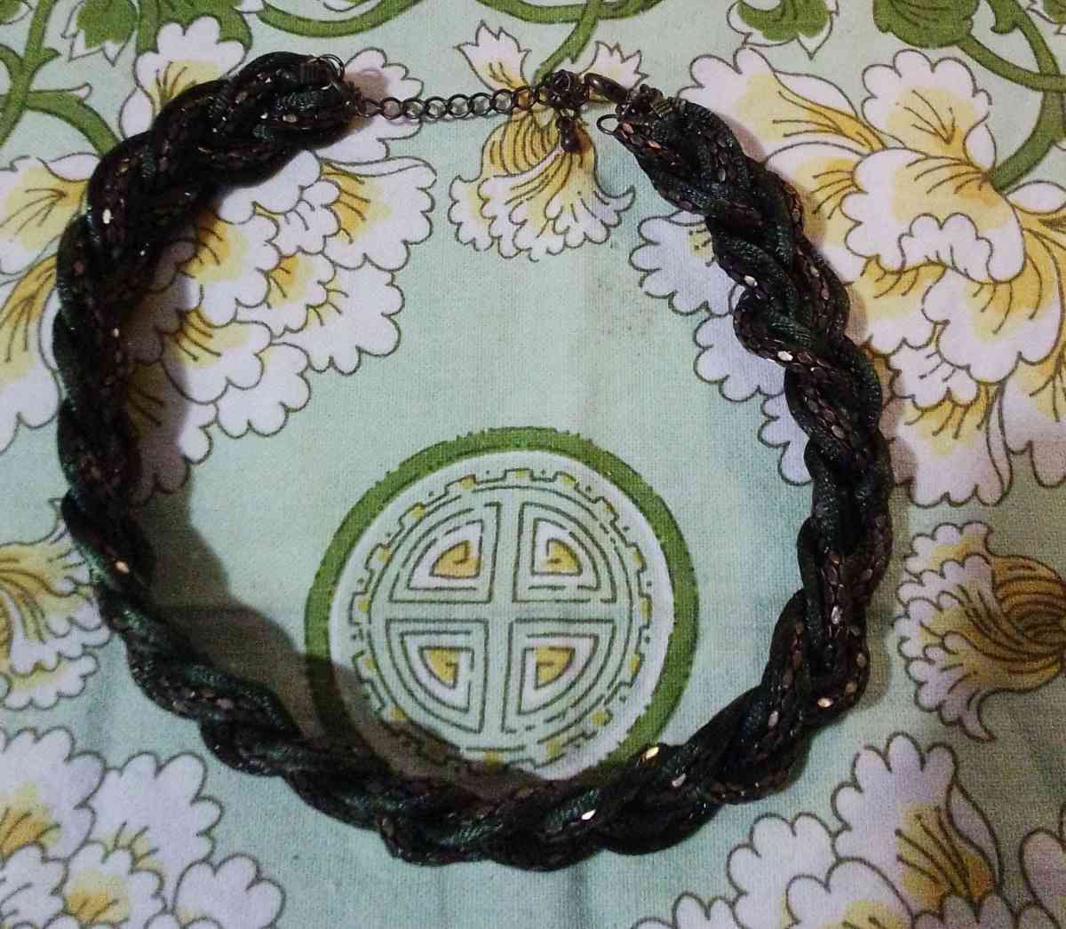 Womans Braided Necklace copper and brown