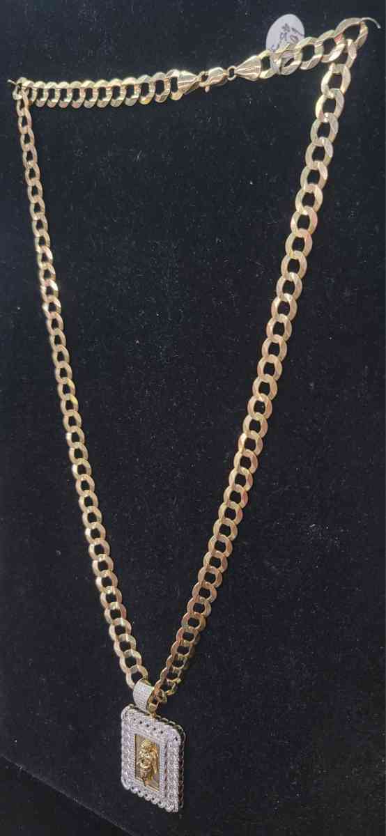 14K Gold Chain Miami Cudan W Stones 282 Grams 18
