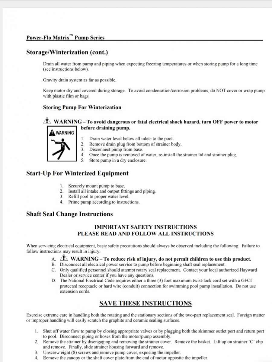 Hayward power flo matrix pump